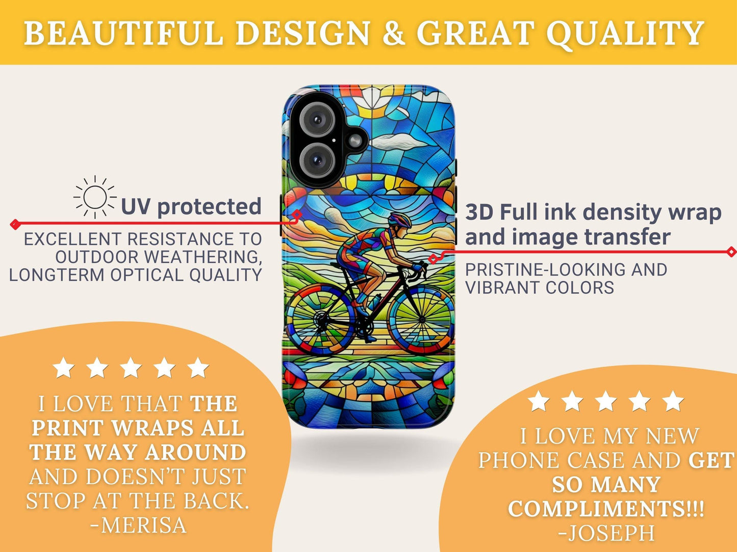 Female Cyclist Cycling Phone Case, Faux Stained Glass Cover For iPhone 16 15 14 13 Pro Samsung Pixel, Birthday Xmas Gift For Bicycle Lovers