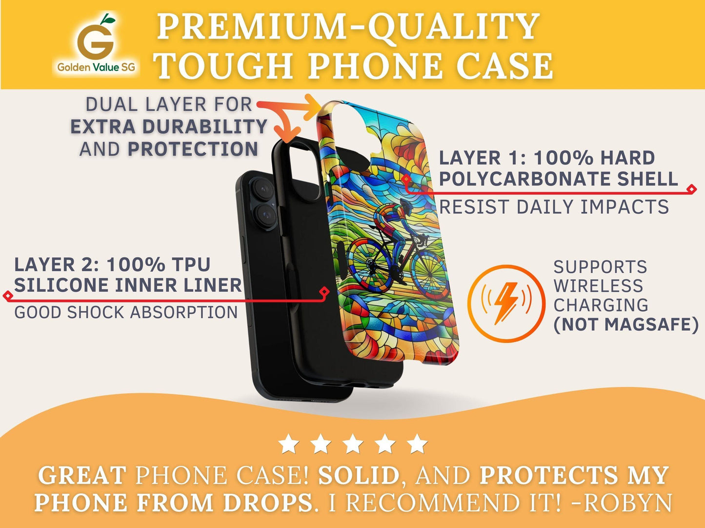 Cycling Phone Case, Faux Stained Glass Cover For iPhone 16 15 14 13 Pro Samsung Pixel Cyclist Birthday Christmas Gift For Husband Bike Lover