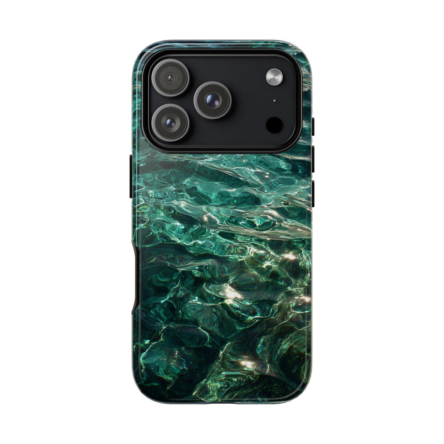Water Phone Case for iPhone 17 Samsung & Pixel, Tropical Vibe Summer Phone Cover, Emerald Green Ocean Waves Design Clear Water Aesthetics