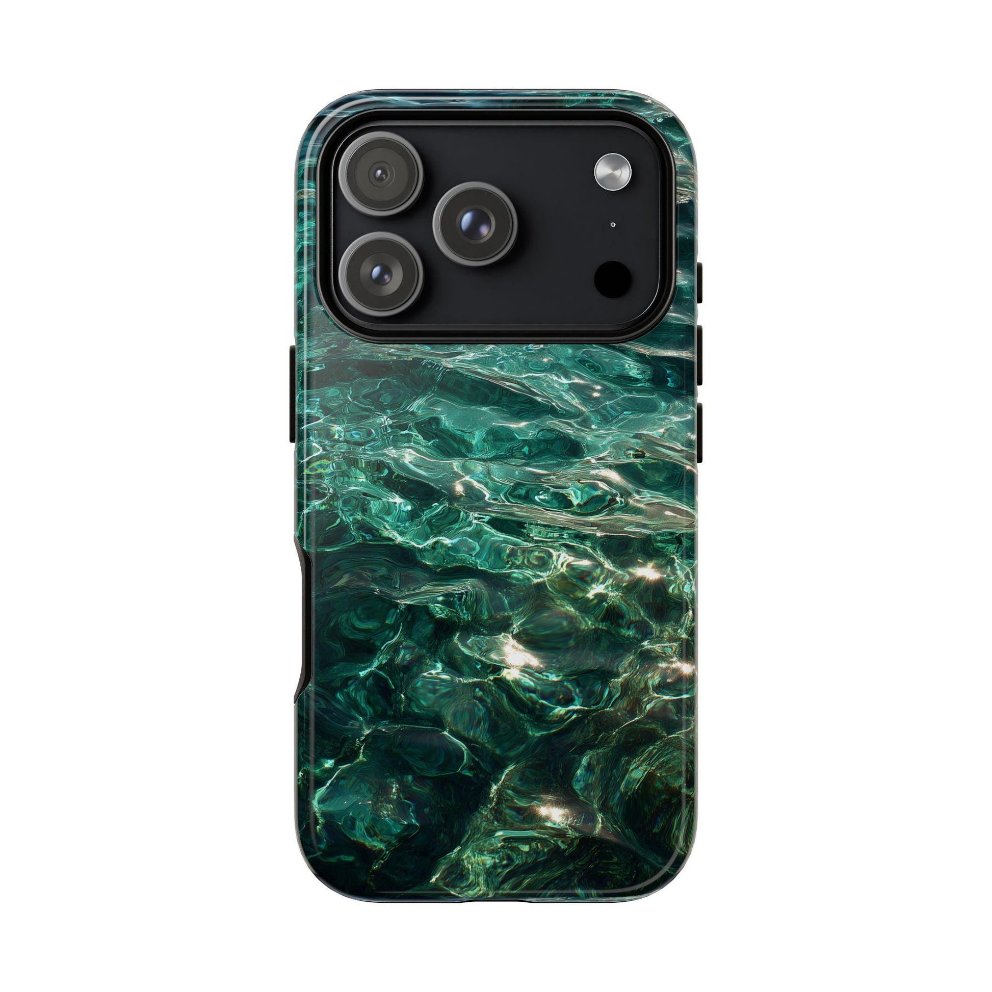 Water Phone Case for iPhone 17 Samsung & Pixel, Tropical Vibe Summer Phone Cover, Emerald Green Ocean Waves Design Clear Water Aesthetics