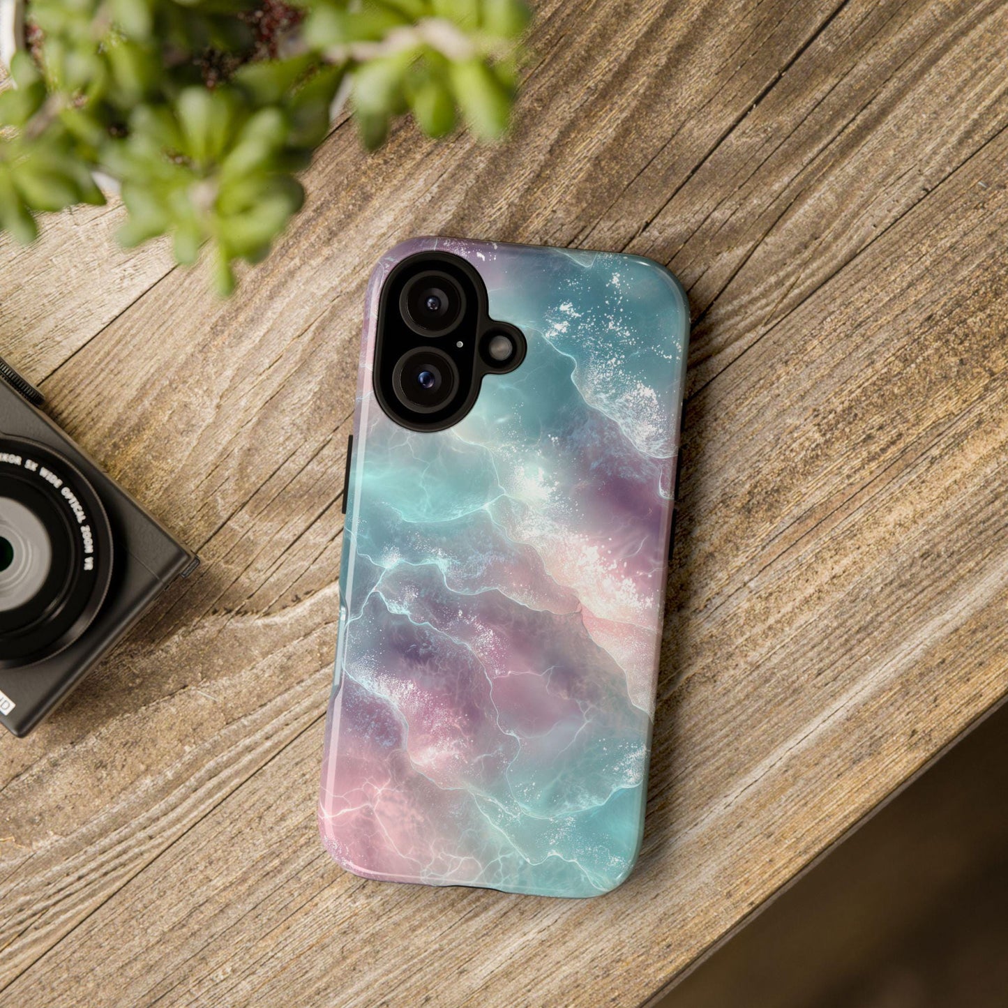 Pastel Ocean Waves Phone Case for iPhone, Samsung & Pixel, Glassy Sea Surface, Surreal Serenity, Fantasy Beach Art