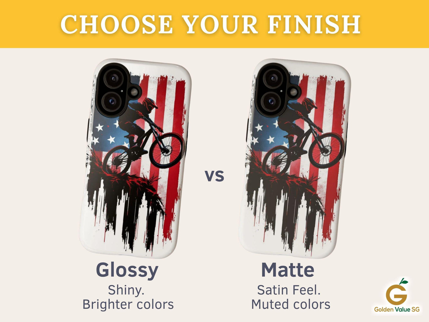 Mountain Biker Phone Case for iPhone, Samsung & Pixel, Patriotic MTB Cover, American Flag Bike Case, Dirt Bike Gift, Cycling Phone Case