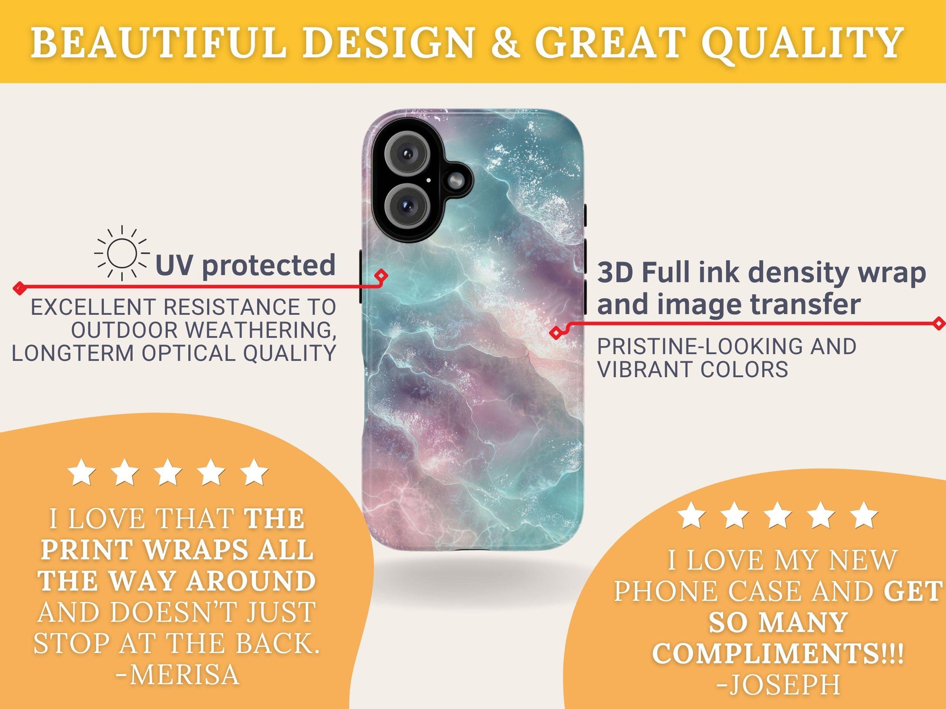 Pastel Ocean Waves Phone Case for iPhone, Samsung & Pixel, Glassy Sea Surface, Surreal Serenity, Fantasy Beach Art