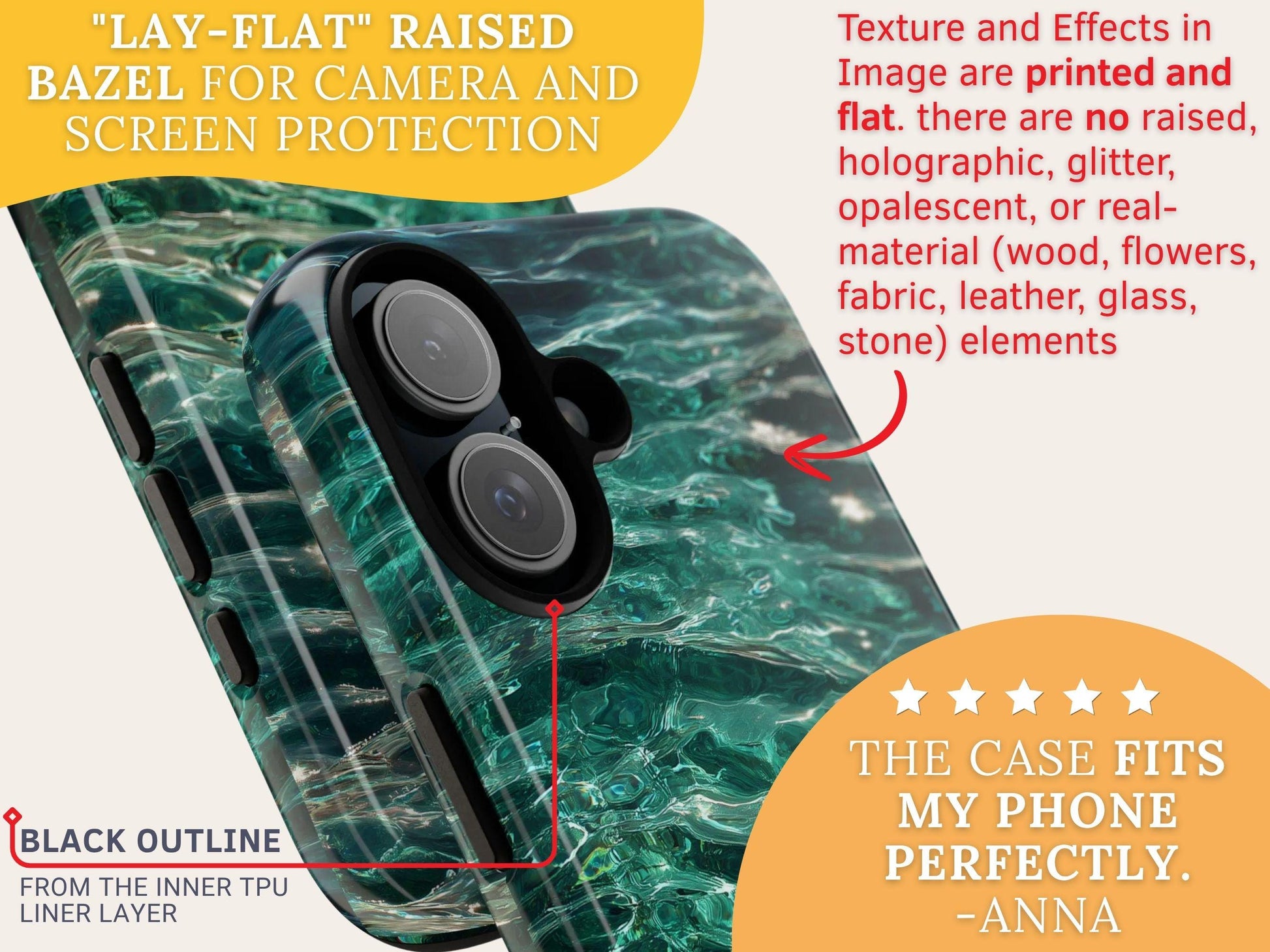 Water Phone Case for iPhone 17 Samsung & Pixel, Tropical Vibe Summer Phone Cover, Emerald Green Ocean Waves Design Clear Water Aesthetics