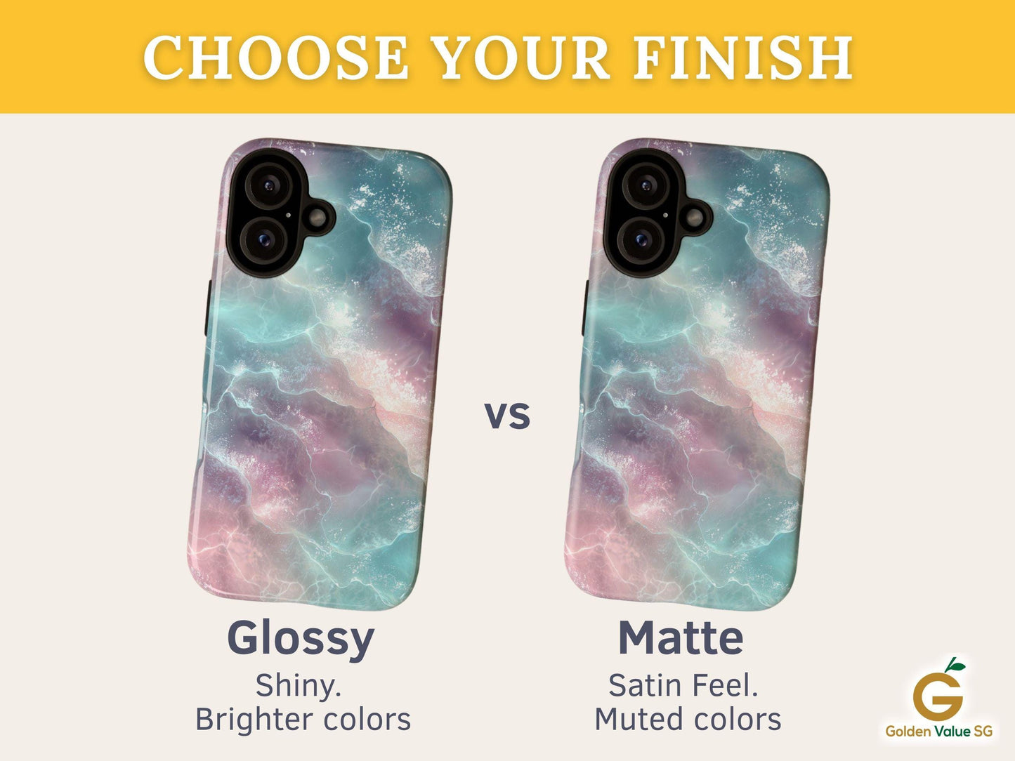 Pastel Ocean Waves Phone Case for iPhone, Samsung & Pixel, Glassy Sea Surface, Surreal Serenity, Fantasy Beach Art