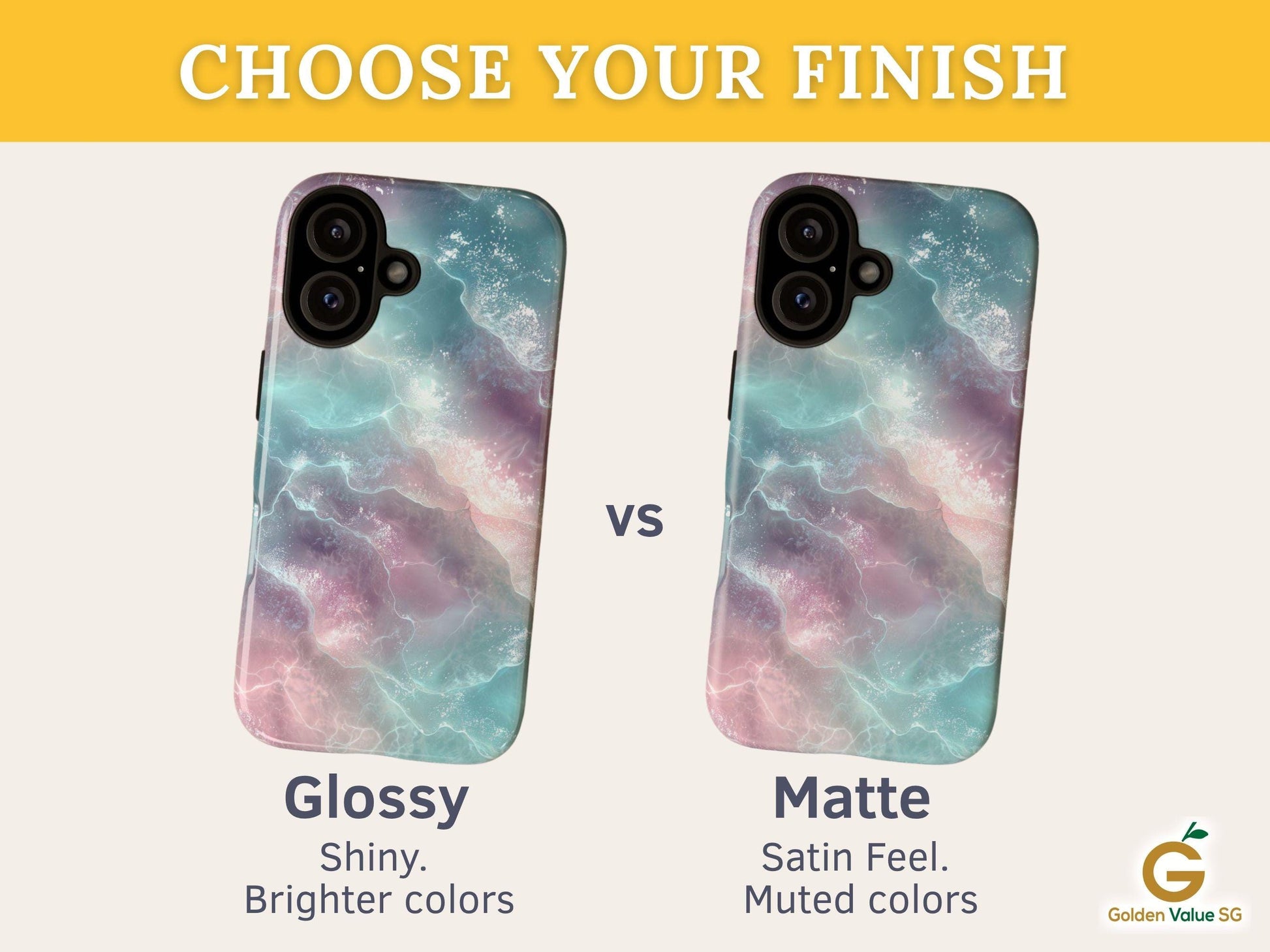 Pastel Ocean Waves Phone Case for iPhone, Samsung & Pixel, Glassy Sea Surface, Surreal Serenity, Fantasy Beach Art