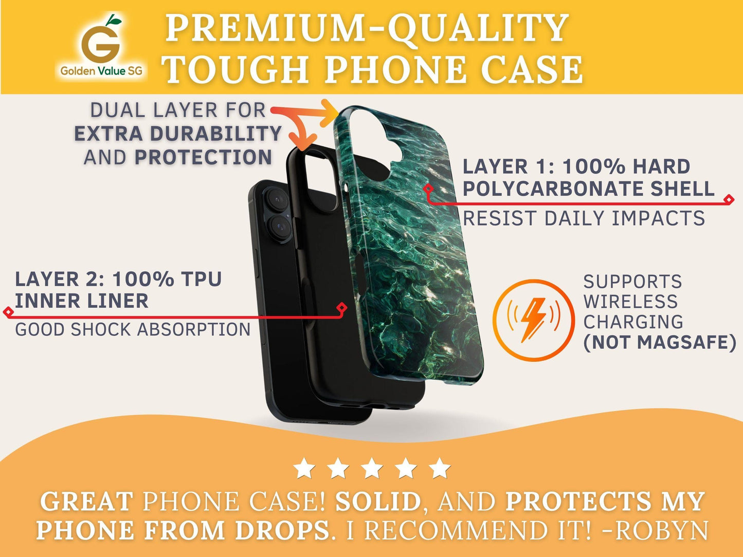 Water Phone Case for iPhone 17 Samsung & Pixel, Tropical Vibe Summer Phone Cover, Emerald Green Ocean Waves Design Clear Water Aesthetics