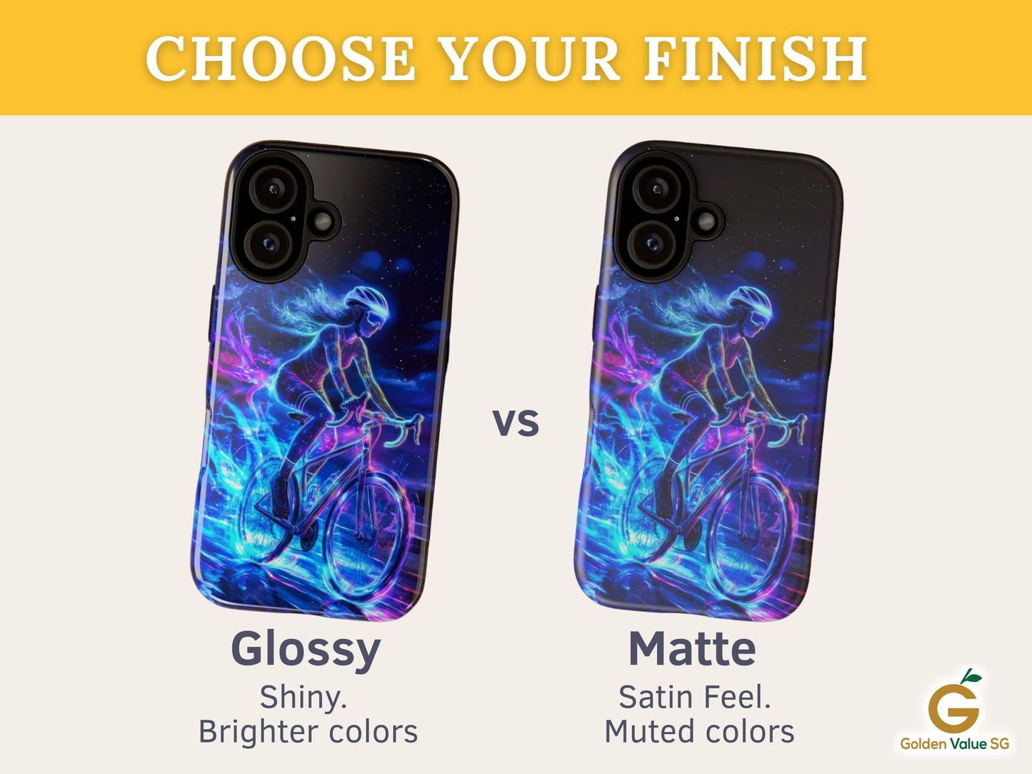 Woman Cyclist Phone Case for iPhone 17 Samsung S26 & Pixel 9 Glowing Neon Art Phone Cover Female Cyclist Triathlete Gift for Bicycle Lover