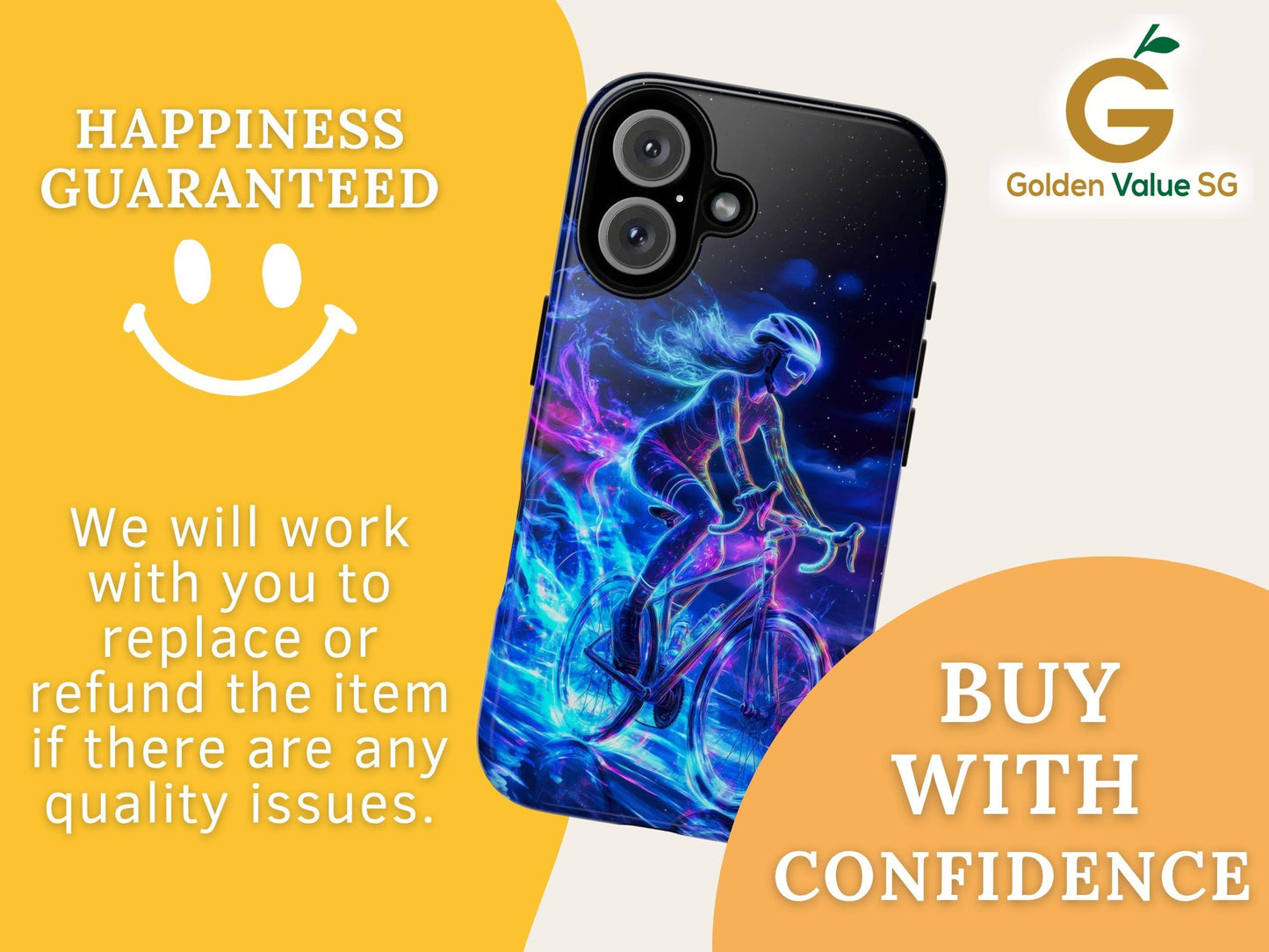 Woman Cyclist Phone Case for iPhone 17 Samsung S26 & Pixel 9 Glowing Neon Art Phone Cover Female Cyclist Triathlete Gift for Bicycle Lover