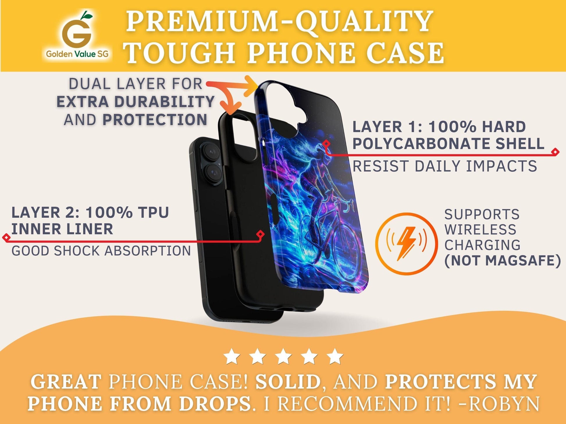 Woman Cyclist Phone Case for iPhone 17 Samsung S26 & Pixel 9 Glowing Neon Art Phone Cover Female Cyclist Triathlete Gift for Bicycle Lover