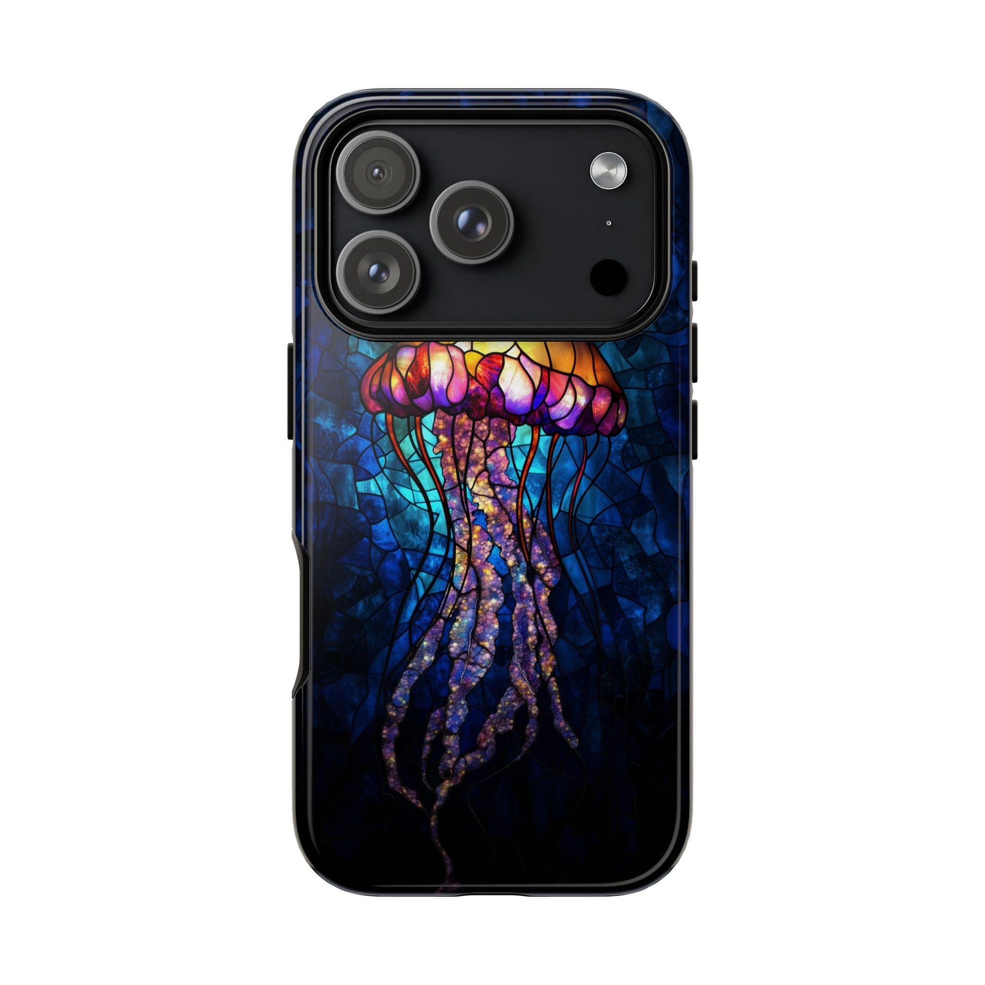 Stained Glass Jellyfish Phone Case iPhone 17 Samsung S26 & Pixel 9 Glowing Ocean Marine Life Cover Bioluminescent Mosaic Art Aesthetic Case