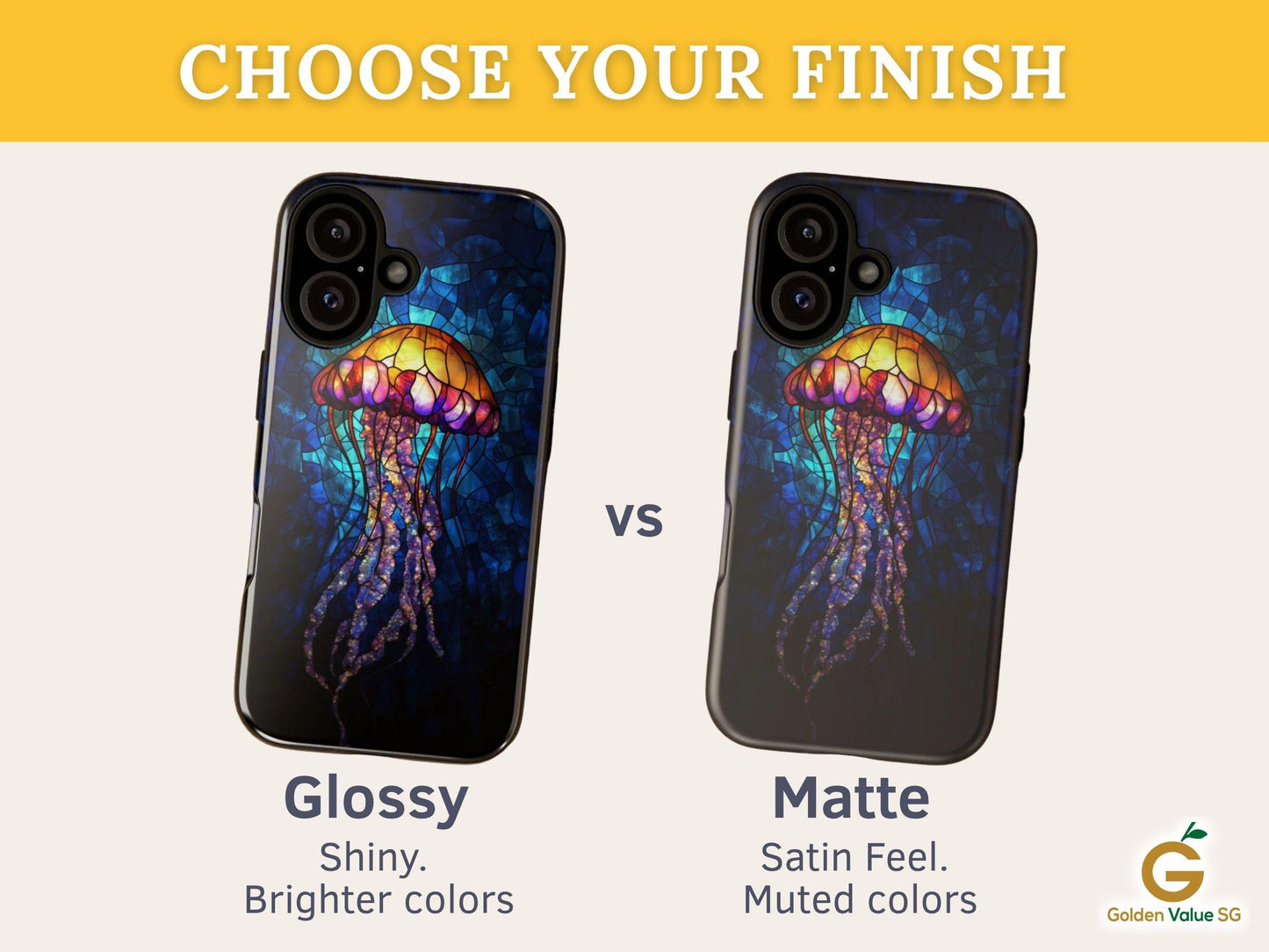 Stained Glass Jellyfish Phone Case iPhone 17 Samsung S26 & Pixel 9 Glowing Ocean Marine Life Cover Bioluminescent Mosaic Art Aesthetic Case
