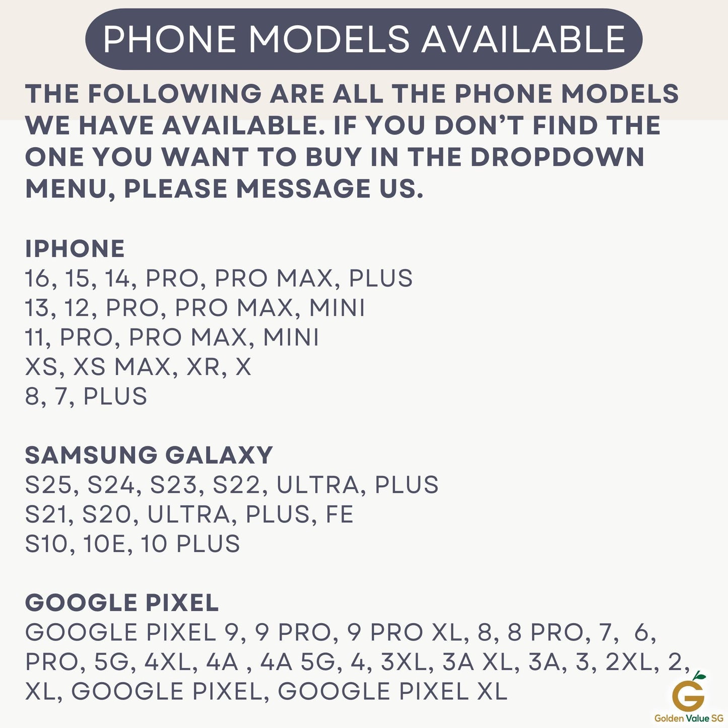 A list of available phone models includes various iPhone, Samsung Galaxy, and Google Pixel versions.