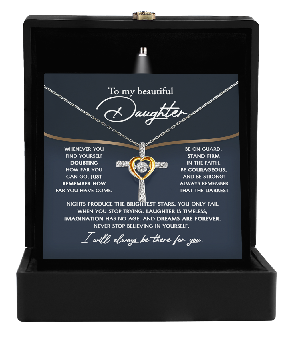 To Daughter-Brightest Stars - Cross Dancing Necklace