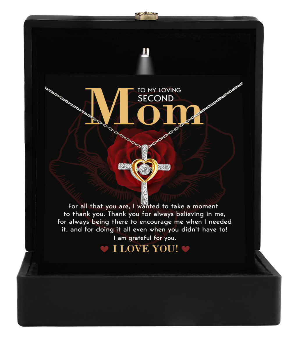 To Second Mom, Grateful For You - Cross Dancing Necklace
