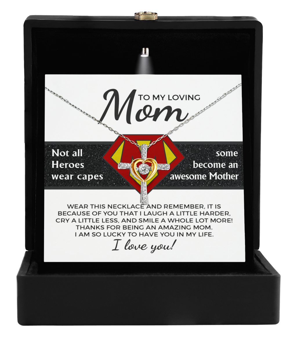 To Mom, Awesome Mother - Cross Dancing Necklace