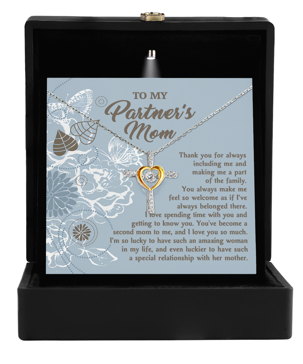 To Partner's Mom, Part Of Family - Cross Dancing Necklace