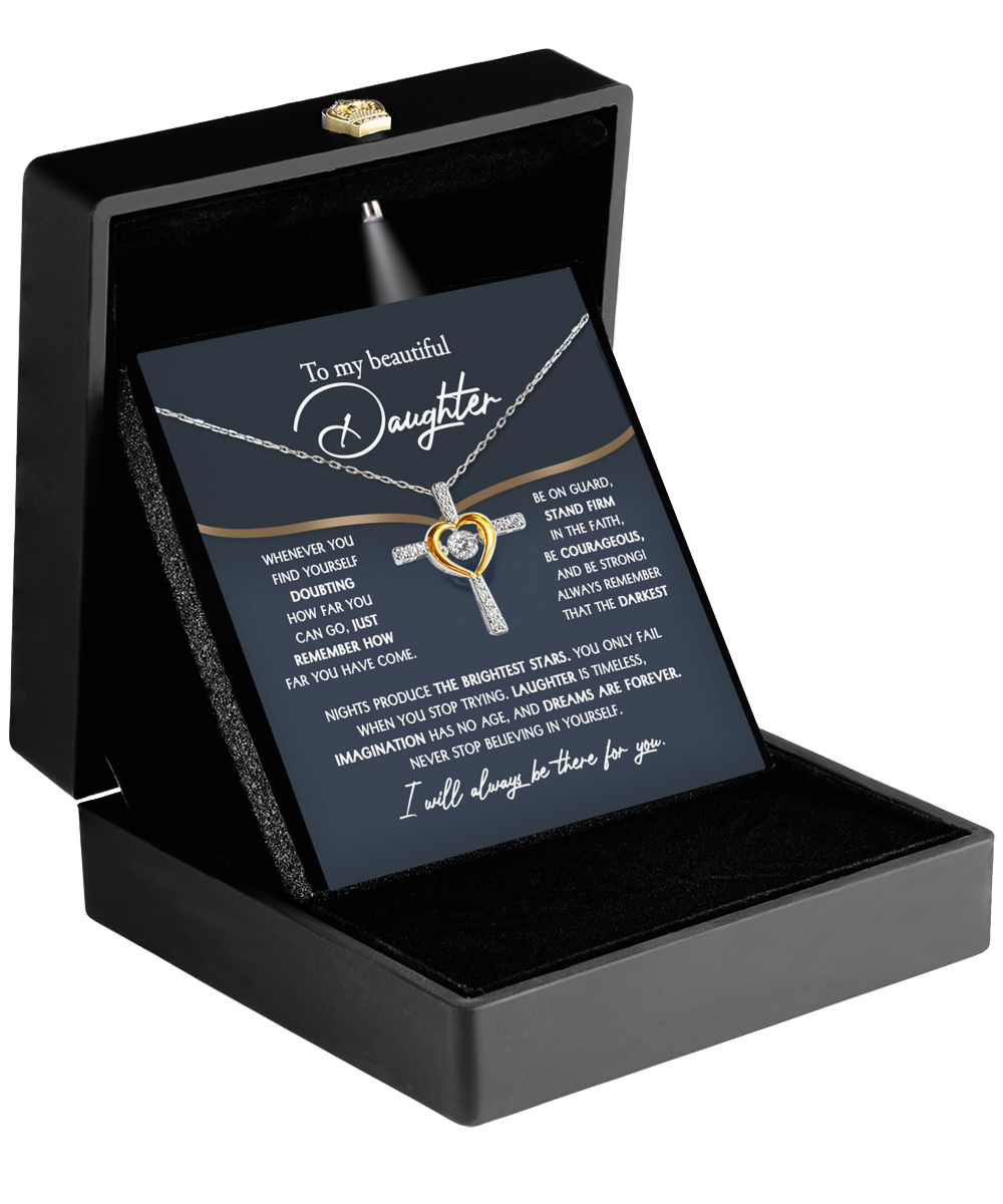 To Daughter-Brightest Stars - Cross Dancing Necklace