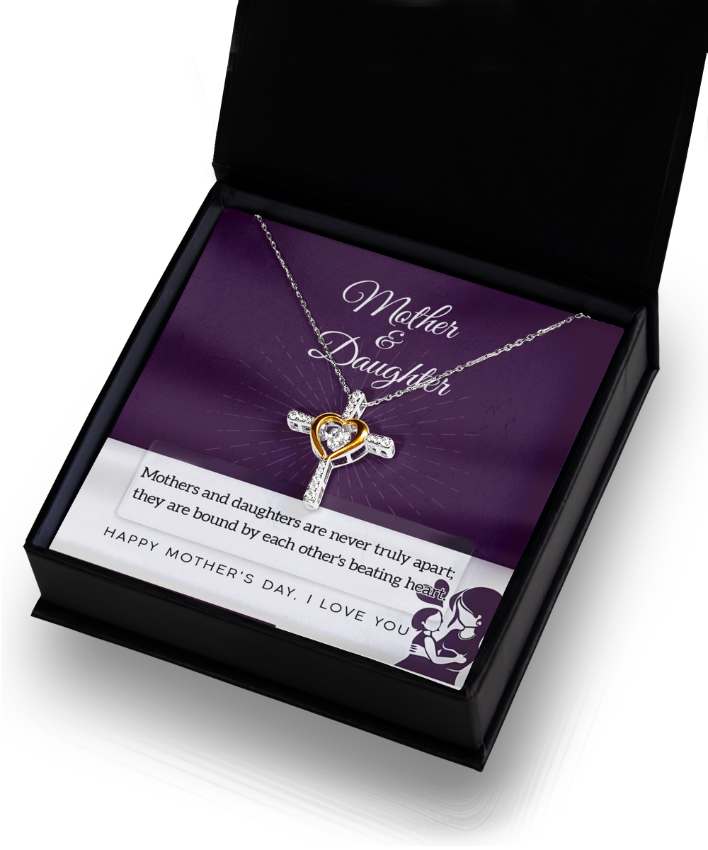 To Mother & Daughter, Never Truly Apart - Cross Dancing Necklace