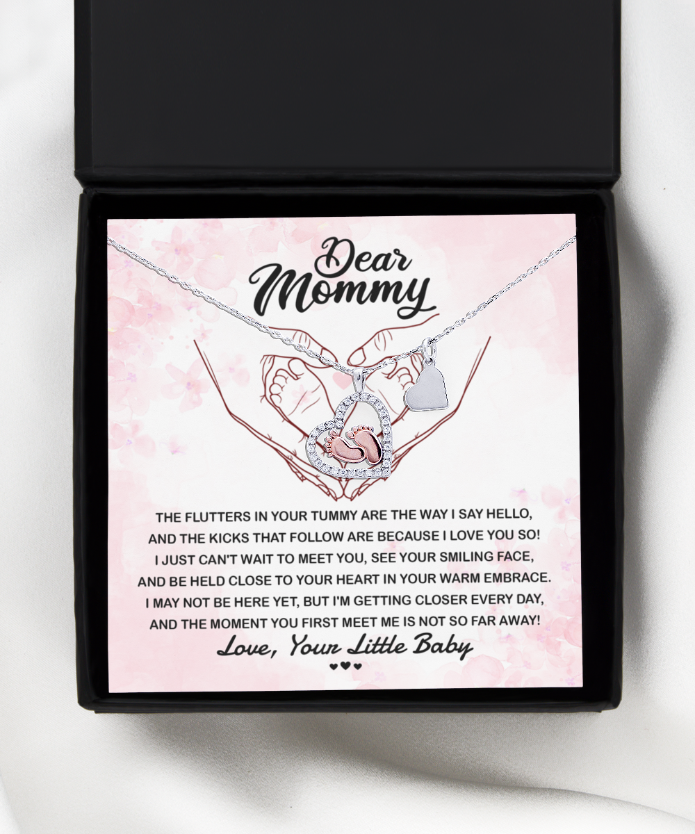 To Mommy,I Love You - Baby Feet Necklace