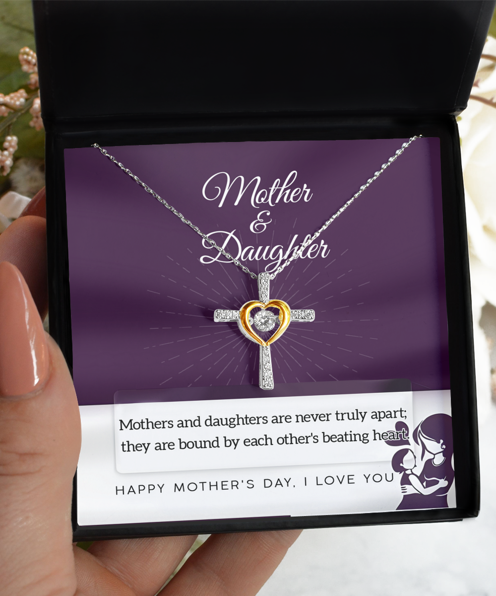 To Mother & Daughter, Never Truly Apart - Cross Dancing Necklace