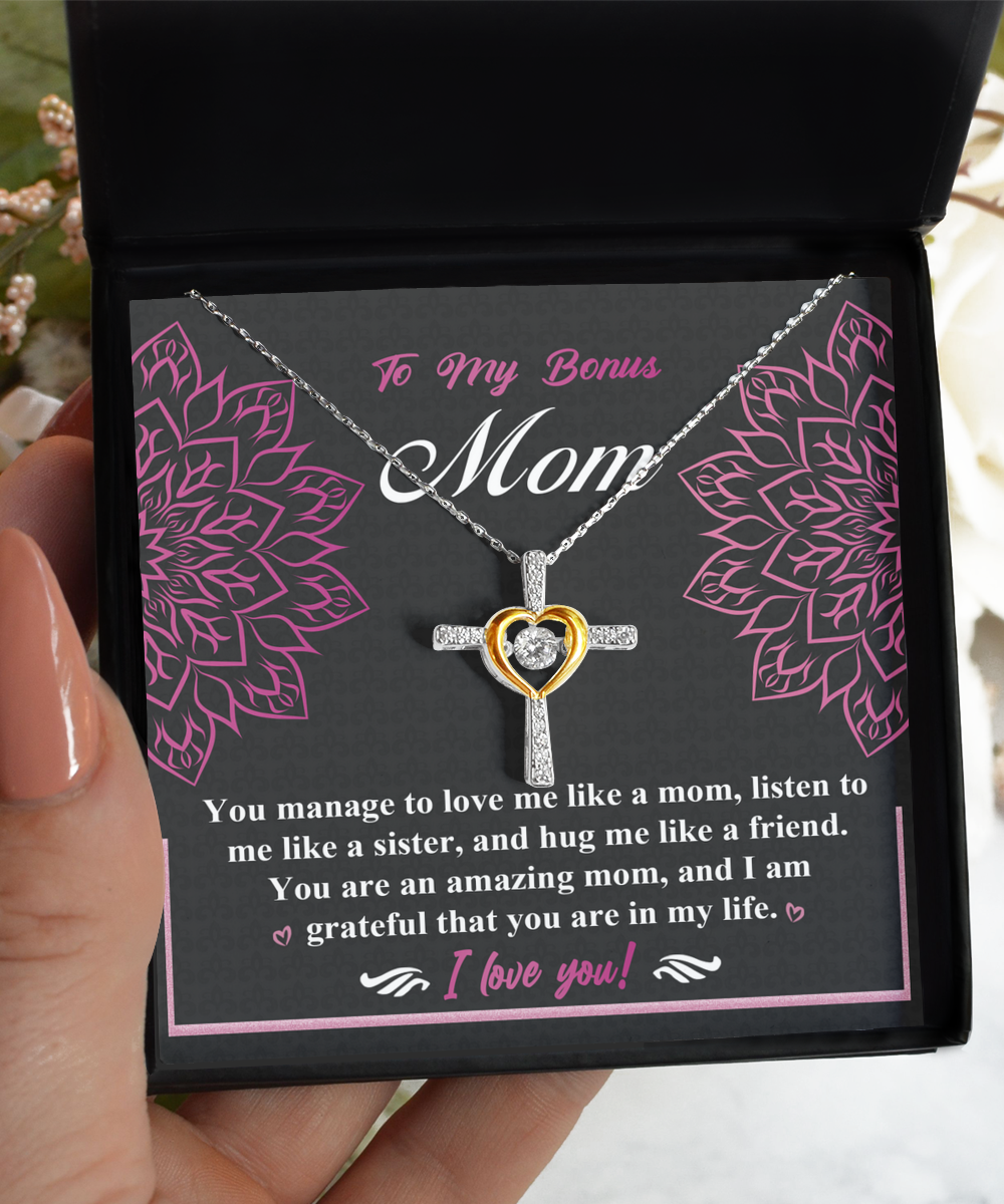 To Bonus Mom, An Amazing Mom - Cross Dancing Necklace