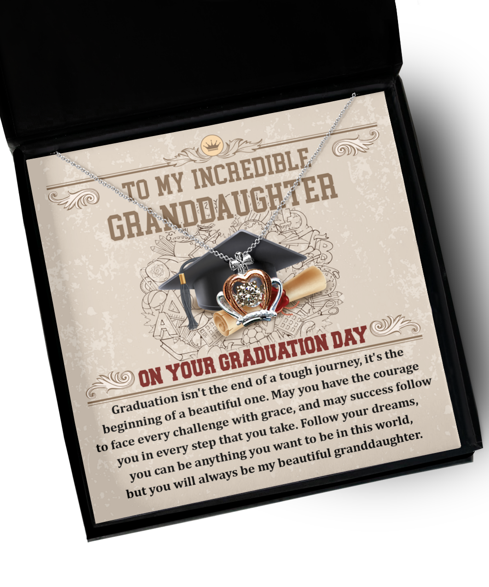 To Granddaughter, Your Graduation Day- Cross Dancing Necklace