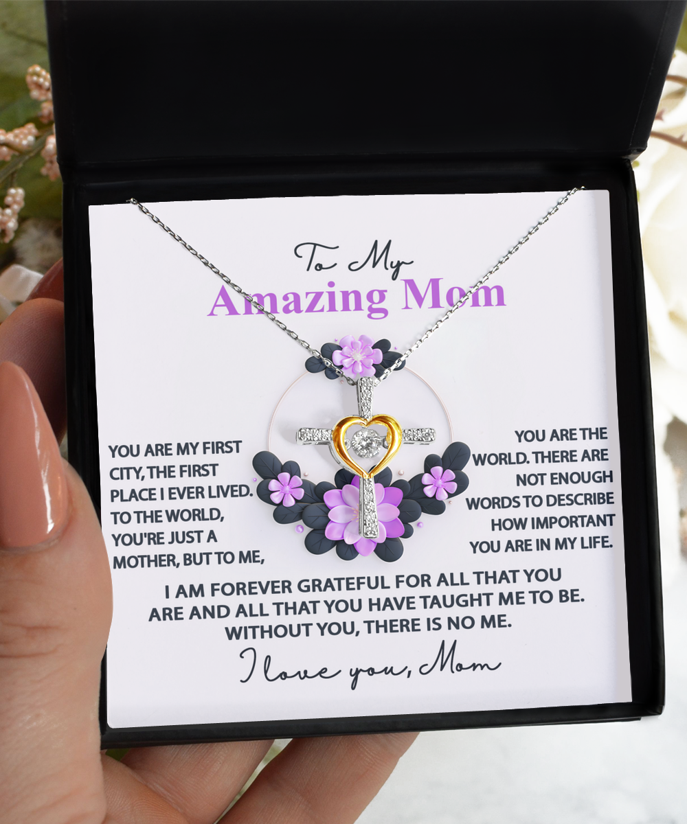 To Mom, Forever Grateful - Cross Dancing Necklace
