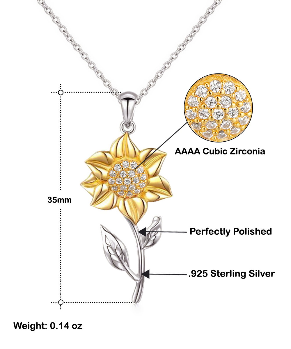To Mom, The Sunshine - Sunflower Pendant Necklace