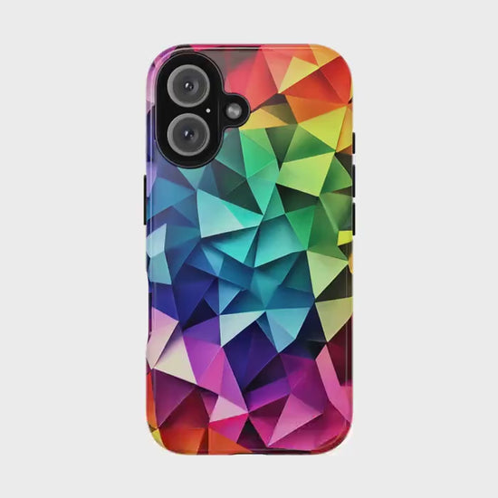 Geometric Rainbow Phone Case, Vibrant Mosaic Design Mobile Cover for iPhone Samsung Pixel, Modern Colorful Style & Unique Personality Gift