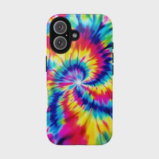 Groovy Tie Dye Phone Case, Colorful Retro Hippie Mobile Cover For iPhone 16 15 14 13 Samsung Pixel, Trendy Fun Boho Birthday Gift For Her