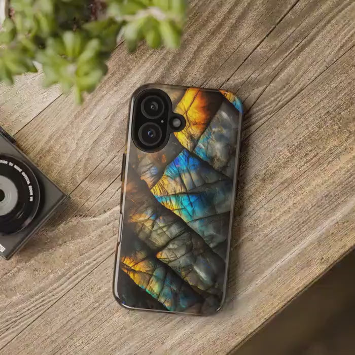 Labradorite Gemstone Phone Case, Spiritual Energy Stone Mobile Cover For iPhone 16 15 14 Samsung S25 S24 S23 Pixel 9 8 7 6, Rock Lovers Gift
