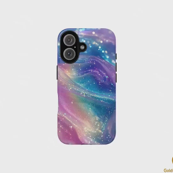 Pastel Rainbow Phone Case | Sparkly Wavy Design Cover for iPhone, Samsung & Pixel