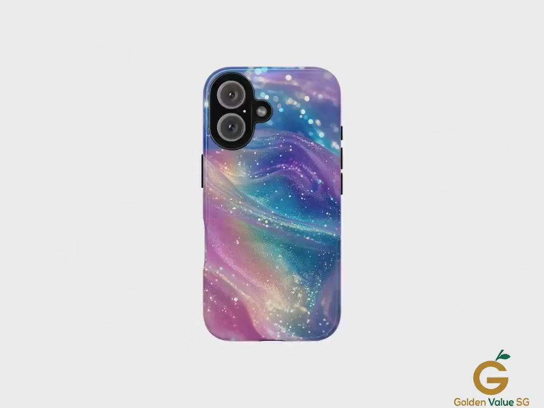 Pastel Rainbow Phone Case | Sparkly Wavy Design Cover for iPhone, Samsung & Pixel