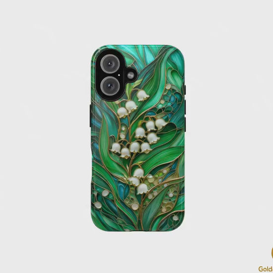Stained Glass Lily of the Valley Phone Case for iPhone, Samsung & Pixel, May Birth Flower, White Floral Cover