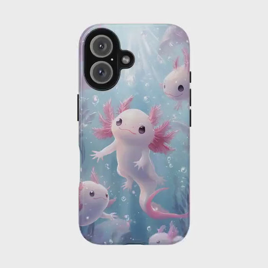 Cute Axolotl Salamander Phone Case, Kawaii Cover, Birthday Gift For Axolotl Lover, Fits Iphone 16 15 14 13 Pro Max, Samsung Galaxy, Pixel