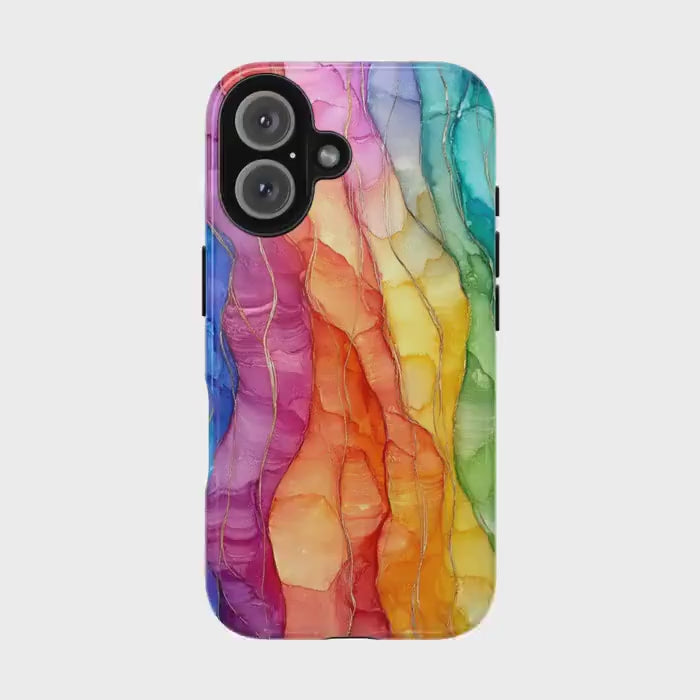 Rainbow Phone Case, Aesthetic Colorful Protector Cover For iPhone 16 15 14 13 Plus Pro Max, Samsung Galaxy S24 S23 S22, Google Pixel 9 7 8 6