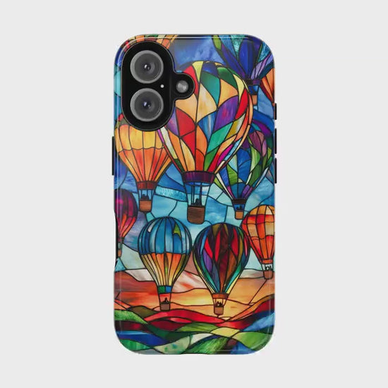 Stained Glass Hot Air Balloon Phone Case for iPhone, Samsung, Pixel: Colorful Travel Gift