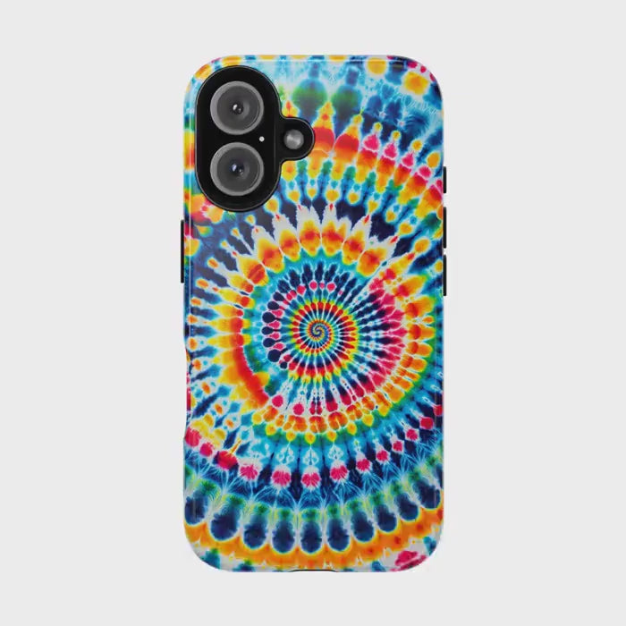 Tie Dye Phone Case, Colorful Retro Hippie Mobile Cover For iPhone 16 15 14 13 Pro Plus Samsung Pixel, Trendy Fun Boho Birthday Gift For Her