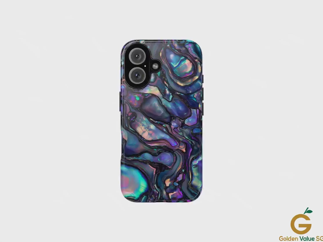 Abalone Phone Case for iPhone, Samsung & Pixel, Purple Blue Pearl Mobile Cover, Paua Shell Pearlescence Design