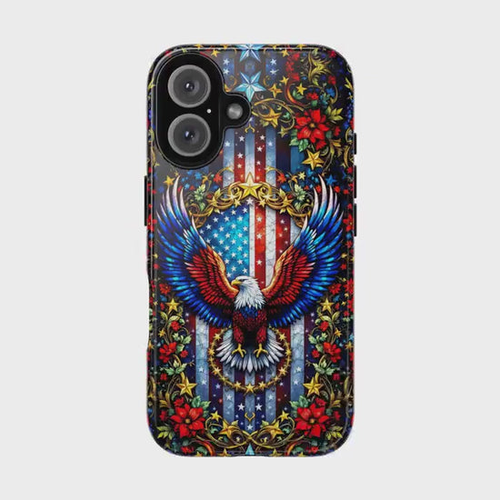 American Flag and Eagle Phone Case, Aesthetic Mobile Cover for iPhone, Samsung Galaxy, Google Pixel, Patriotic Gift For Military Veteran Dad