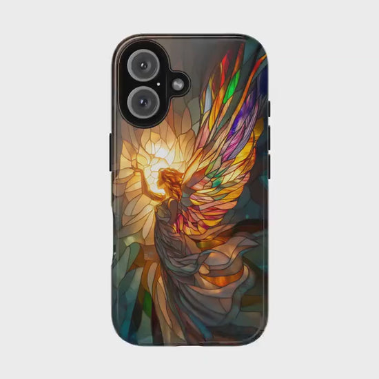 Stained Glass Angel Phone Case for iPhone 17, Samsung S26 & Pixel 9 Series, Spiritual Art Protective Phone Cover, Aesthetic Religious Gift