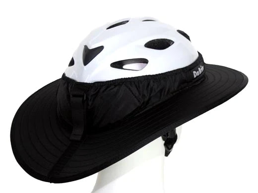 A black and white [SG Ready Stock] Da Brim Sporty Cycling Helmet Visor Brim hat.