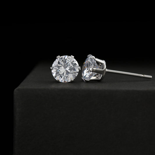 A pair of ShineOn Fulfillment Cubic Zirconia Earrings on a black background.