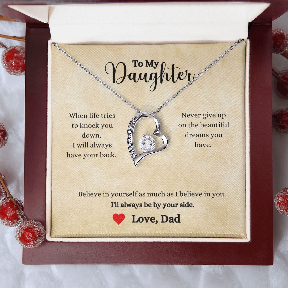 A ShineOn Fulfillment gift box with an I'll Always Be By Your Side Forever Love Necklace - Gift for Daughter from Dad.
