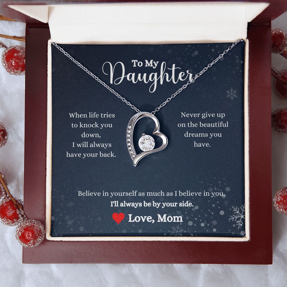A I'll Always Be By Your Side Forever Love Necklace - Gift for Daughter from Mom heart shaped necklace from ShineOn Fulfillment with a message to my daughter.