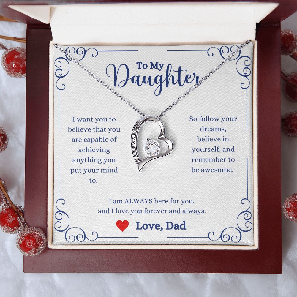 A ShineOn Fulfillment I Love You Forever And Always Forever Love Necklace - Gift for Daughter from Dad with a message to my daughter.