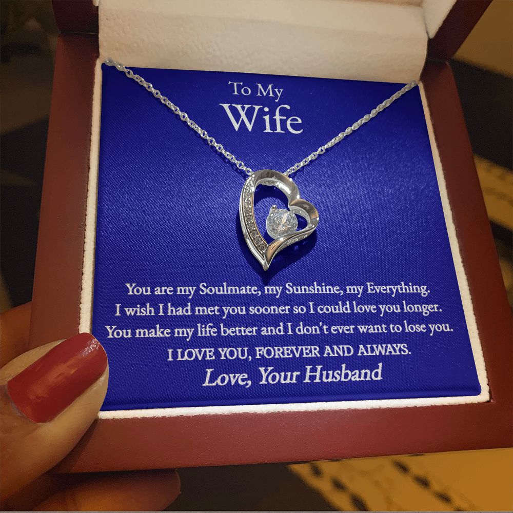 A You Are My Soulmate Forever Love Necklace - To Wife from Husband necklace produced by ShineOn Fulfillment with a message to my wife.