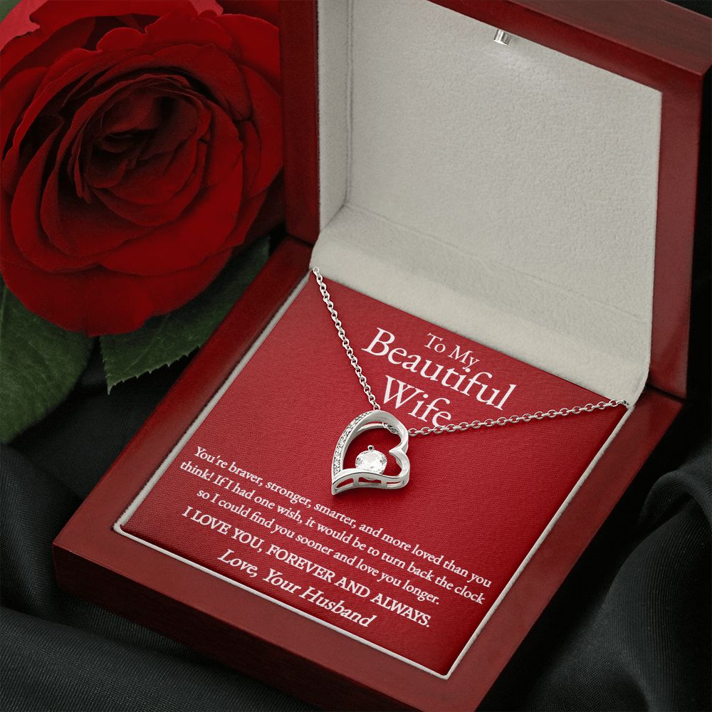 A beautiful You Are Braver Forever Love Necklace - To Wife from Husband necklace in a box with a rose from ShineOn Fulfillment.