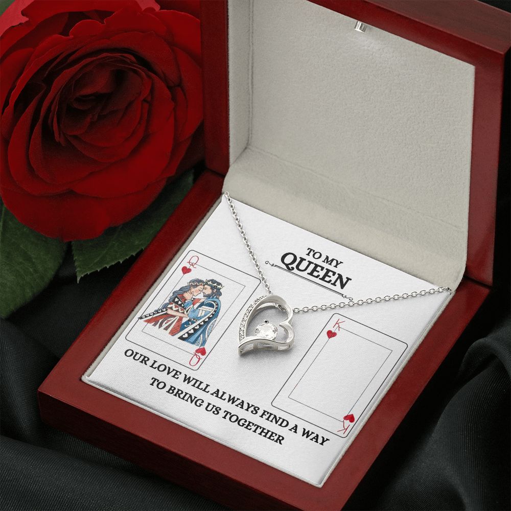 The To My Queen Forever Love Necklace - For Soulmate, Girlfriend or Wife in a box with a rose from ShineOn Fulfillment.